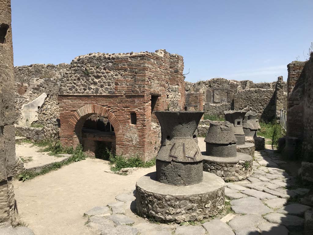 VII.2.22 Pompeii. April 2019. Looking east from entrance to bakery. Photo courtesy of Rick Bauer. 