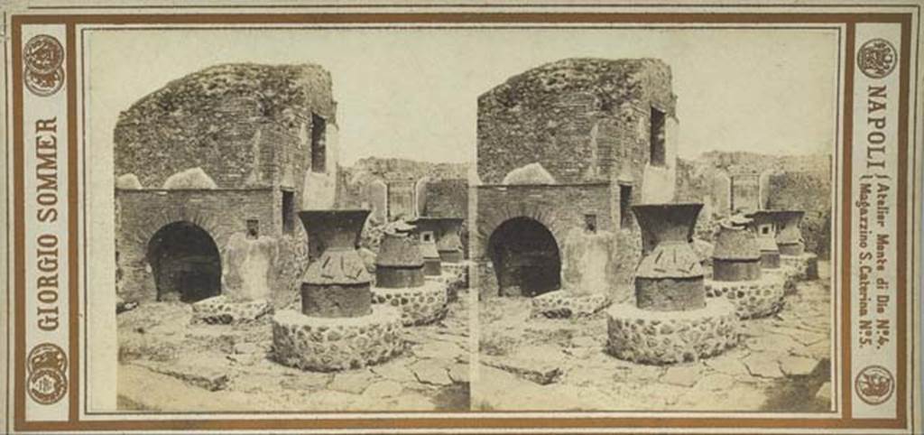 VII.2.22 Pompeii. Stereoview by Sommer. Looking across bakery. Photo courtesy of Rick Bauer.