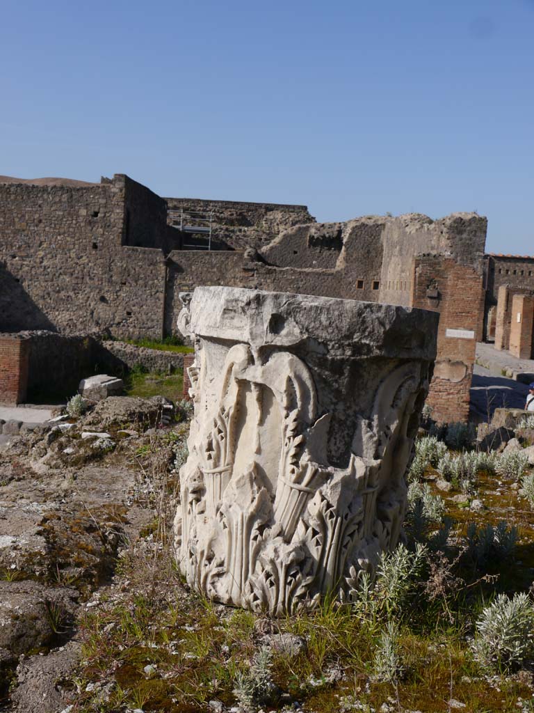 VII.4.1, Pompeii. March 2019. Capital on upper podium/portico, looking west.
Foto Anne Kleineberg, ERC Grant 681269 DÉCOR.
