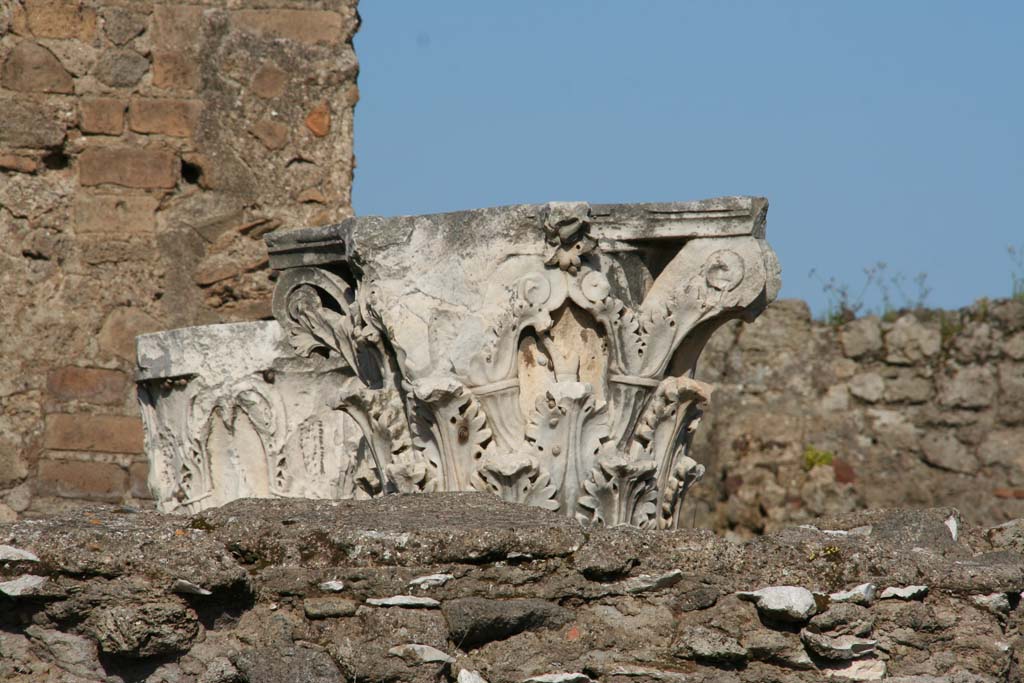 VII.4.1 Pompeii. April 2013. Corinthian capitals on top of upper podium. Photo courtesy of Klaus Heese.
