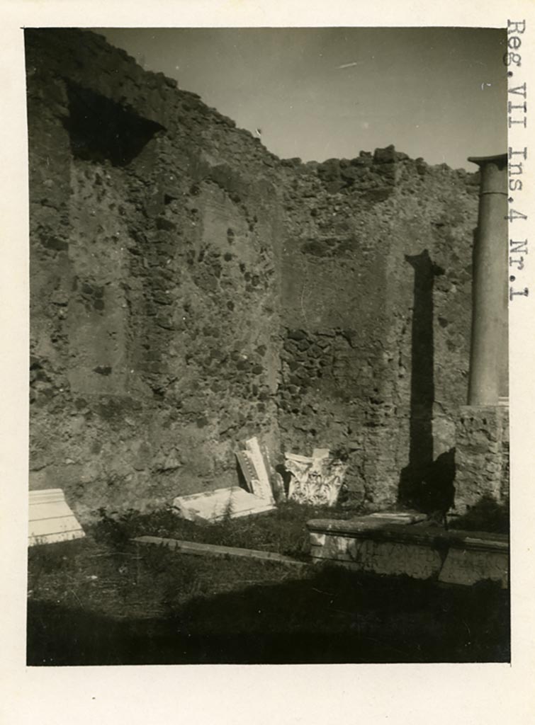 VII.4.1 Pompeii. Pre-1937-39. North-east corner of Temple cella. 
Photo courtesy of American Academy in Rome, Photographic Archive. Warsher collection no. 1170.

