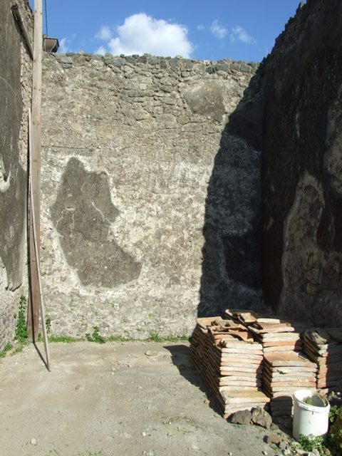 VII.4.31 Pompeii.  March 2009.  Room 8. Cubiculum.  North east corner with downpipe.

