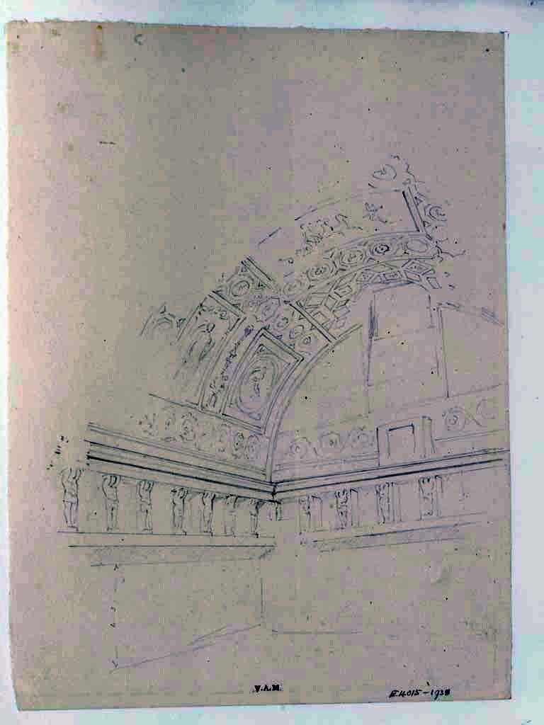 VII.5.24 Pompeii. c.1840. 
Drawing by James William Wild showing detail of vaulted ceiling in south-east corner of tepidarium.
Photo © Victoria and Albert Museum, inventory number E.4015-1938.

