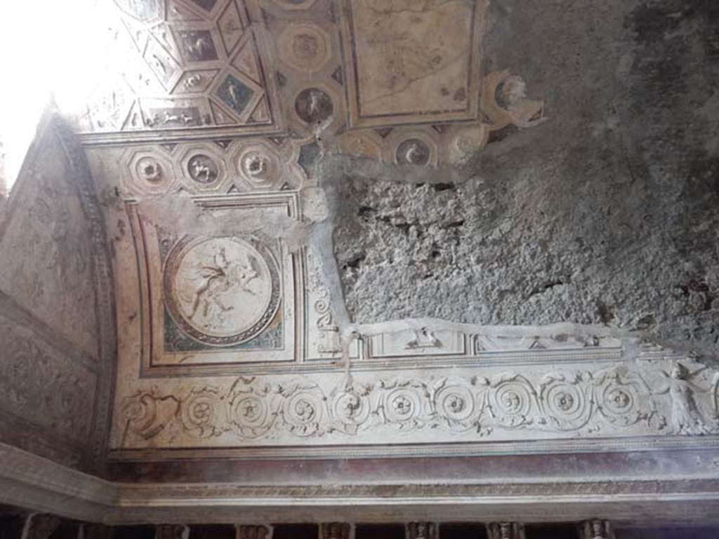 VII.5.24 Pompeii. May 2015. Ceiling plaster stucco in south-west corner of tepidarium (37). Photo courtesy of Buzz Ferebee.
