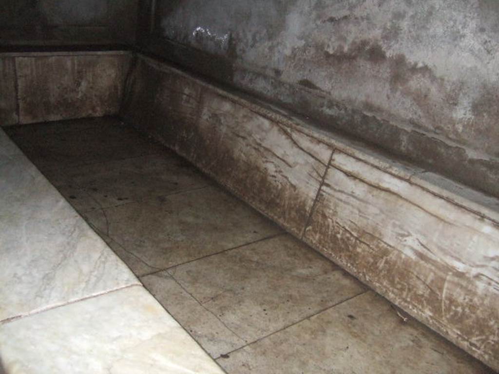VII.5.24 Pompeii. December 2005. Marble lined hot bath (42) in caldarium (39), looking west.  