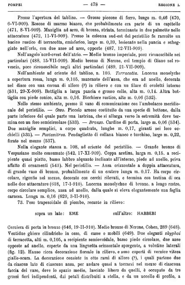 VII.6.28 Pompeii. Notizie degli Scavi, 1910, p.478