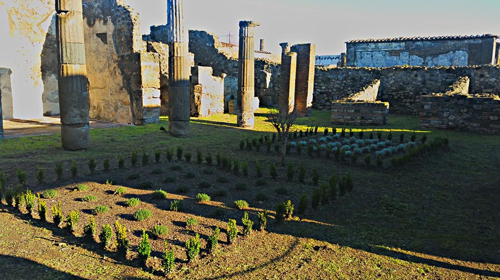 VII.7.2 Pompeii. December 2019.
Looking north-east across peristyle towards rear rooms. Photo courtesy of Giuseppe Ciaramella.

