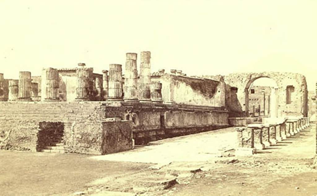 VII.8.1 Pompeii. About 1870. Temple of Jupiter. East side. Photo courtesy of Rick Bauer.