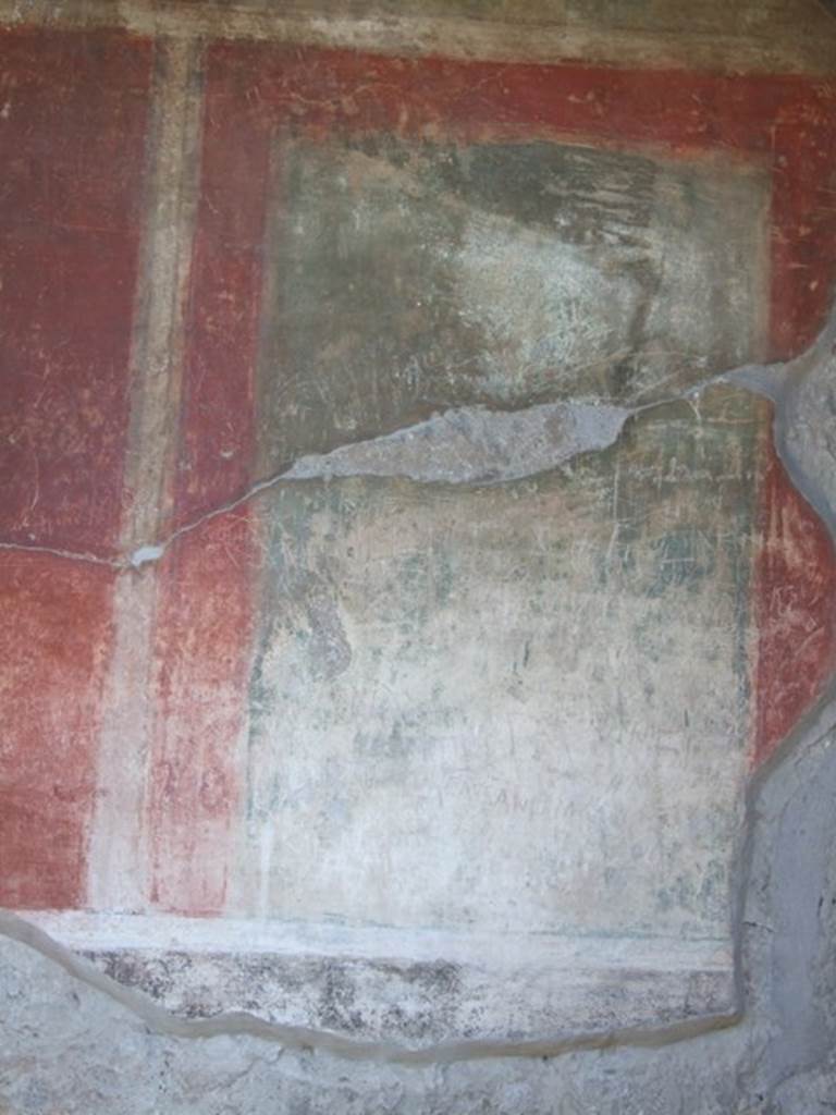 VII.9.1 Pompeii. March 2009. Broad niche 13. Remains of wall painting in niche behind statue of Eumachia.