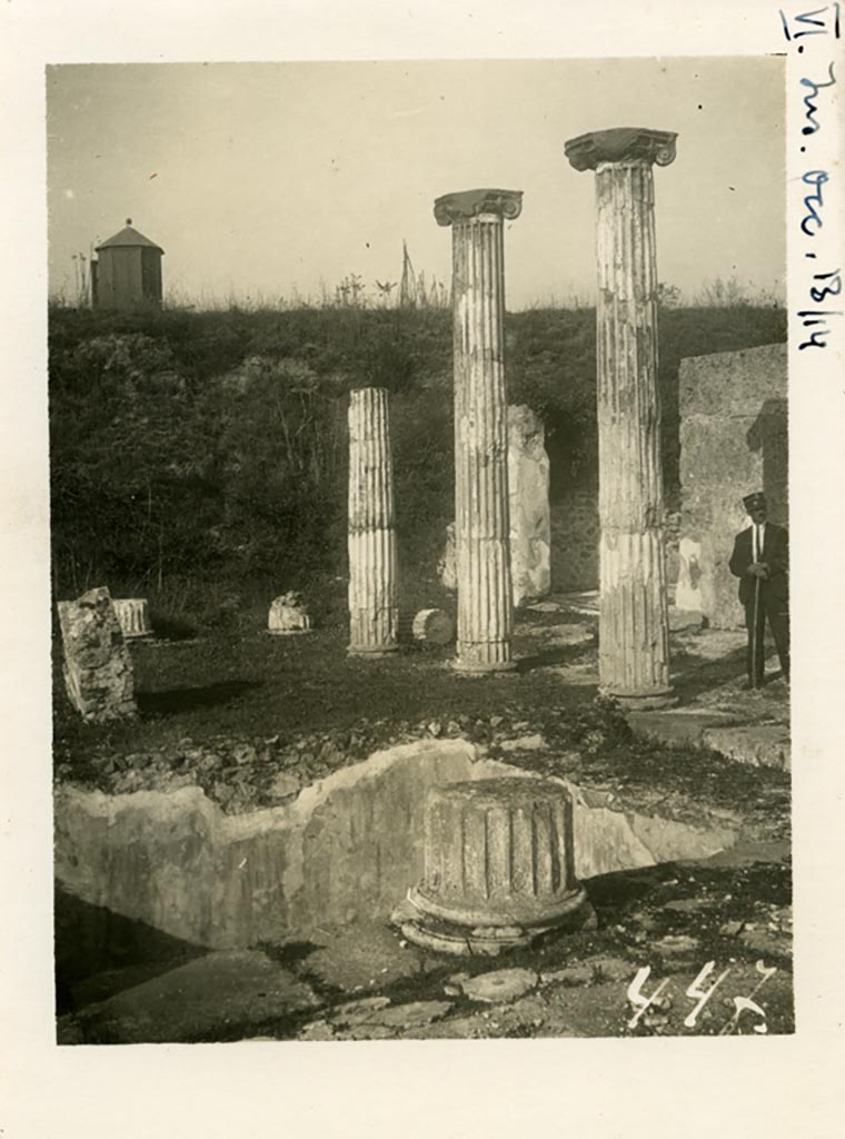 VII.16.13 Pompeii but shown as VI.Ins.Occ, on photo. Pre-1937-39. 
Looking north-east across pool in peristyle.
Photo courtesy of American Academy in Rome, Photographic Archive. Warsher collection no. 447.
