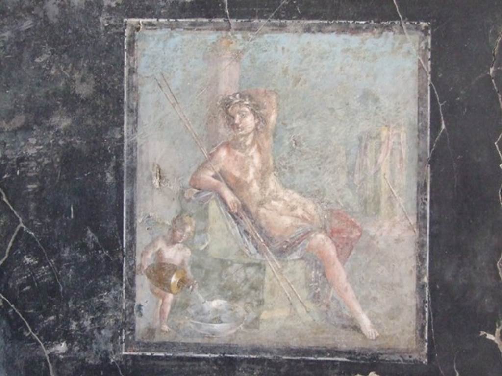 VII.16.17-22 Pompeii. December 2007. Wall painting from centre of south wall of Narcissus and a cupid.