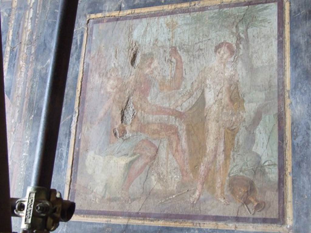 VII.16.17-22 Pompeii. December 2007. Wall painting of Poseidon and Amymone from centre of north wall of oecus.