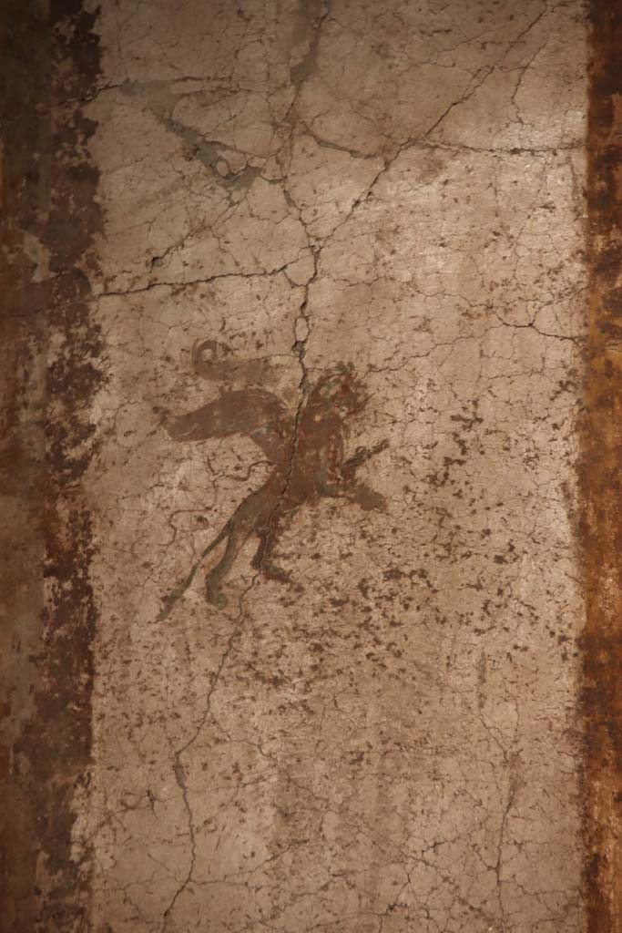 VII.16.a Pompeii. September 2021.  
Room 7, detail from upper south wall. Photo courtesy of Klaus Heese.
