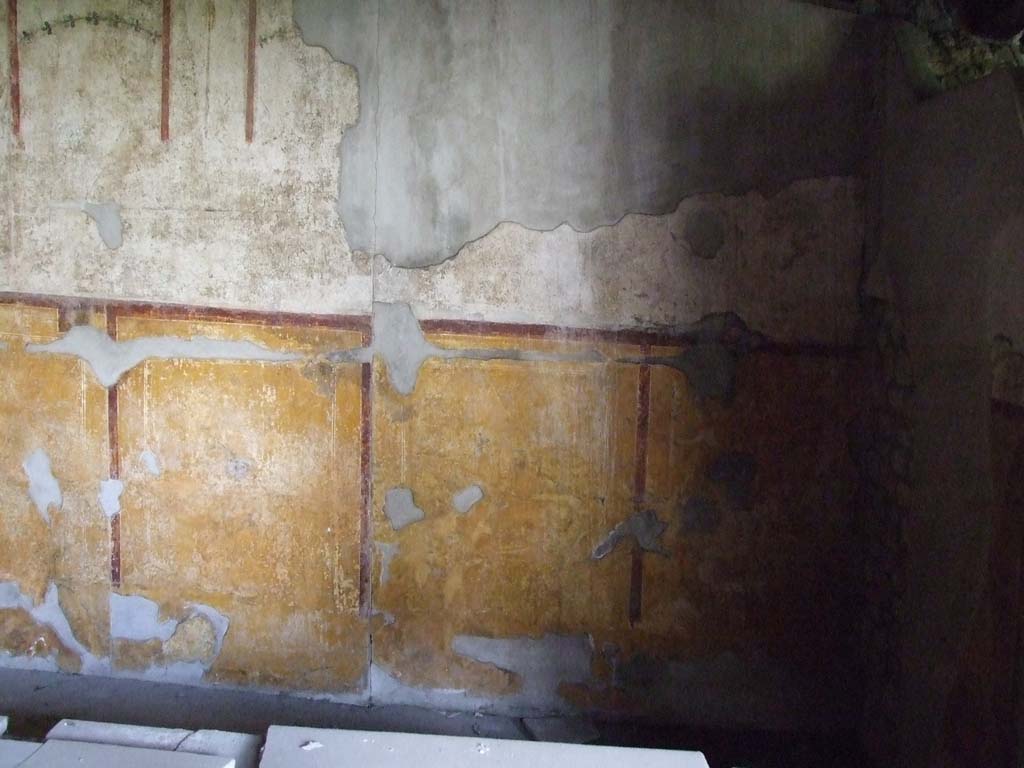 VII.16.a Pompeii. May 2015. Corridor A, detail of lower south wall. Photo courtesy of Buzz Ferebee.
