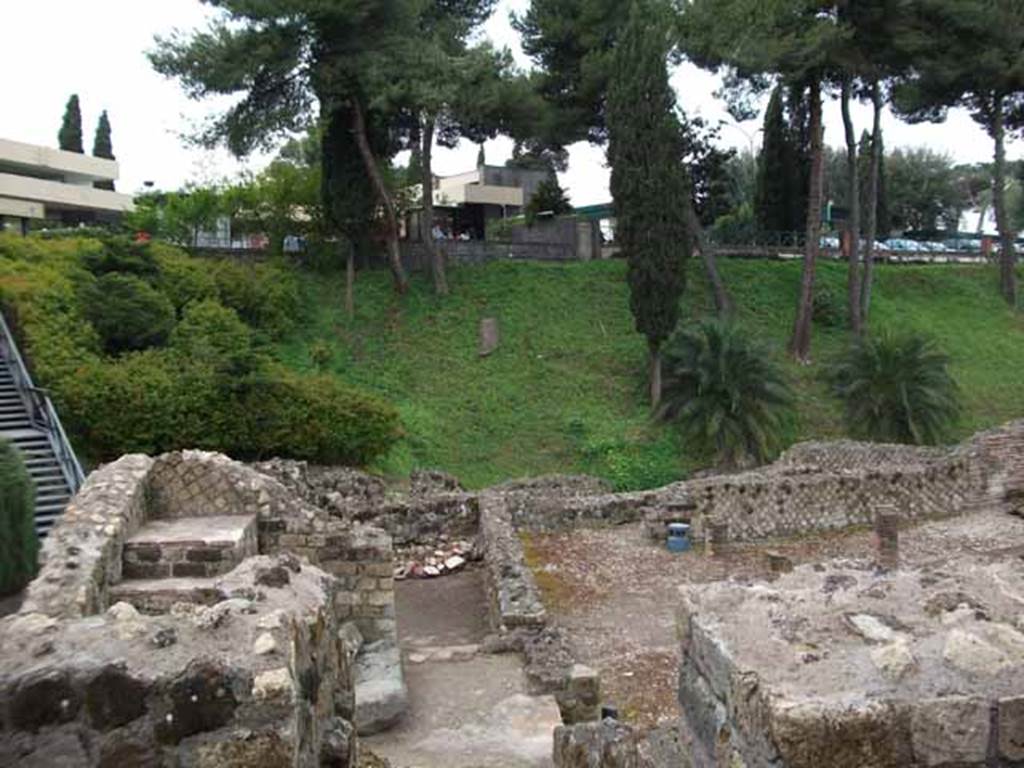 VII.16.a Pompeii. May 2010. Stairs in corner of room 16, looking north across courtyard C.