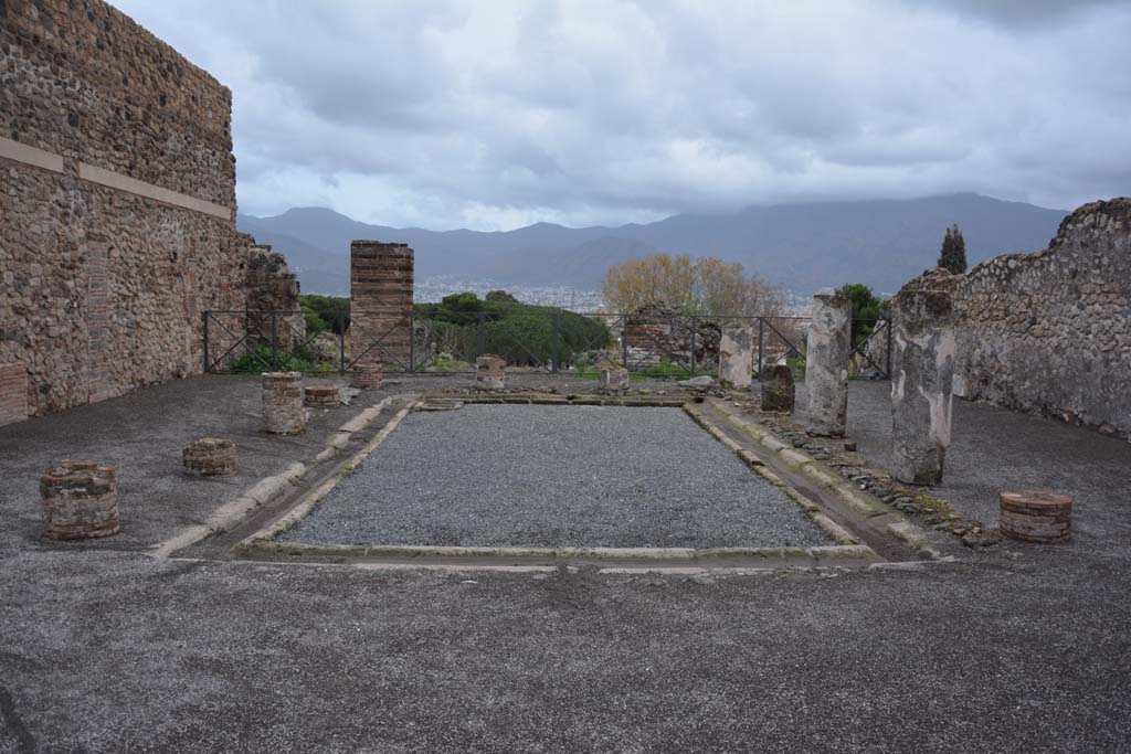 VIII.2.3 Pompeii. May 2018. Detail from south-east corner of peristyle garden. Photo courtesy of Buzz Ferebee.