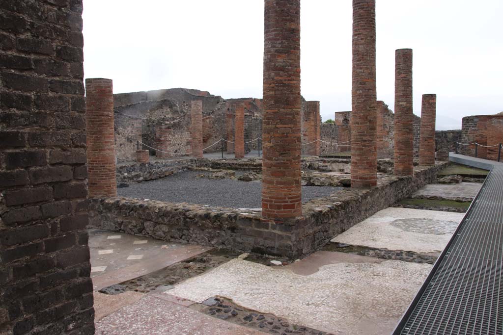 VIII.2.13/14/16 Pompeii. October 2020. Looking south-east across courtyard/peristyle from north-west corner. Photo courtesy of Klaus Heese.