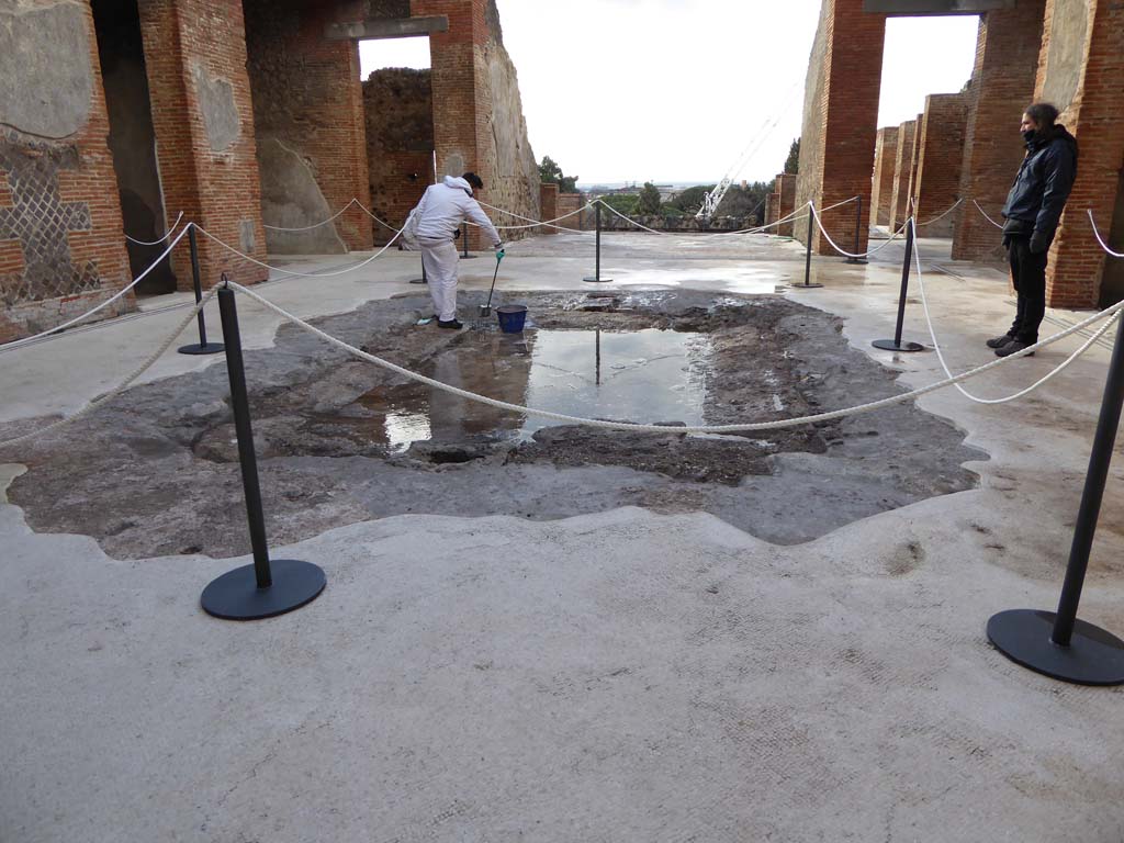 VIII.2.16 Pompeii. May 2018. Looking north in area leading to entrance corridor, which would have been under the stairs to the upper floor. 
Photo courtesy of Buzz Ferebee.

