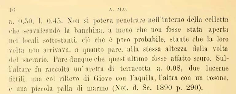 VIII.2.16 Pompeii. Bullettino dellInstituto di Corrispondenza Archeologica (DAIR), 7, 1892, p.16.