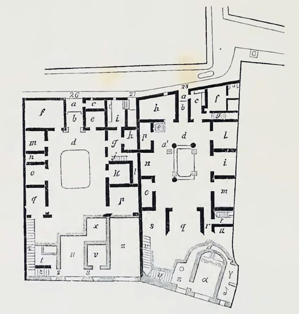 VIII.2.26 Pompeii. c.1930. Vestibule ‘a’, looking south across flooring towards closed doorway to vestibule ‘b’. 
See Blake, M., (1930). The pavements of the Roman Buildings of the Republic and Early Empire. Rome, MAAR, 8, (p.27 & Pl,5, tav.3).
