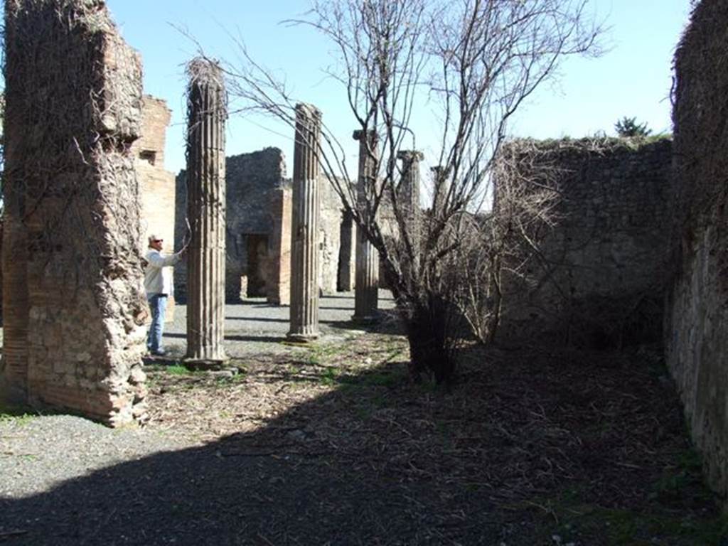 VIII.5.9 Pompeii.  March 2009.  Room 20.  Looking east across Peristyle garden to Portico.