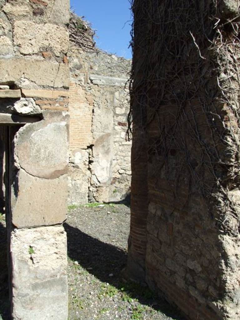 VIII.5.9 Pompeii.  March 2009. Small area, on the east side of the doorway to Room 23, leading to the North Portico.