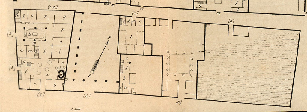 Plan of VI.6. See Bullettino dellInstituto di Corrispondenza Archeologica (DAIR), 1883, p.170
