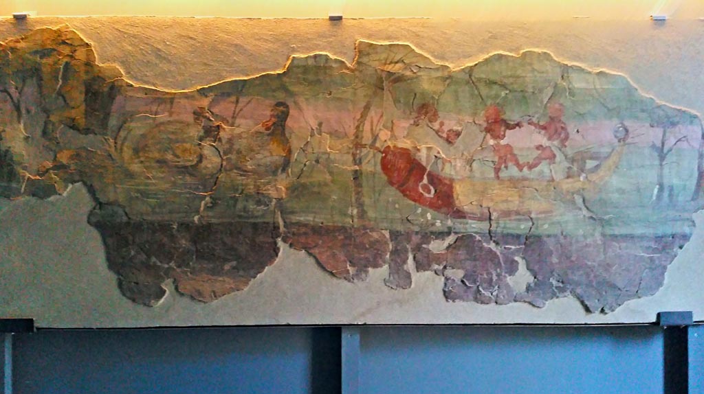 VIII.7.24 Pompeii. 2016/2017. 
Fragment of a painting originally part of a larger illustration with Nilotic subject that decorated the peristyle. 
Found on the north wall of the peristyle in 1955. Photo courtesy of Giuseppe Ciaramella.
