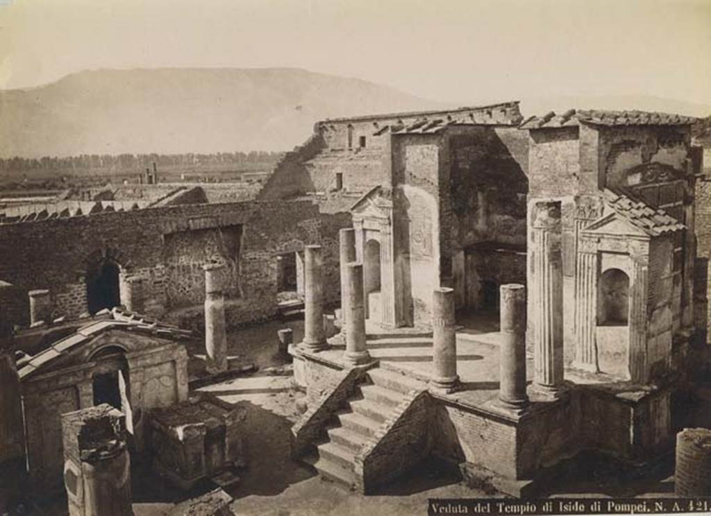 VIII.7.28 Pompeii. Old undated photograph by Mauri. Looking south-west across Temple of Isis. Photo courtesy of Rick Bauer.

