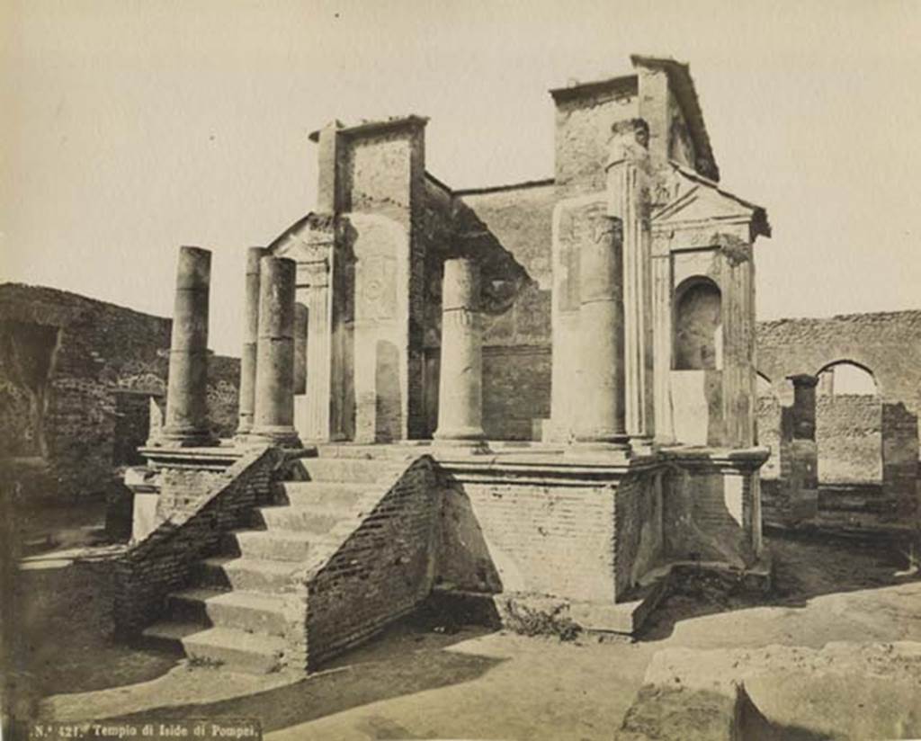 VIII.7.28, Pompeii. Old undated photograph by Rive, no.421. East side of Temple of Isis. Photo courtesy of Rick Bauer.
