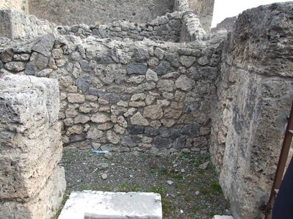 IX.1.20 Pompeii.  December 2007.  Room 1.  Small lobby on east side of the fauces.  A small door allowed entry when the house door was closed and which made an alcove when it was opened.
