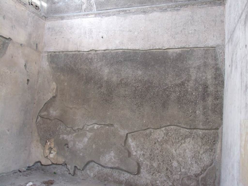 IX.1.20 Pompeii. December 2007. Room 9, remains of wall painting on east wall.  Mau states the painting in the centre of the east Wall, seems to relate to Apollo but the subject has not been explained.  See Mau, A., 1907, translated by Kelsey F. W. Pompeii: Its Life and Art. New York: Macmillan. (p.312).
