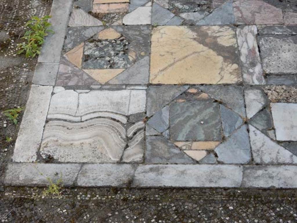 IX.3.5 Pompeii. May 2015. Room 12, detail of opus sectile in polychrome marble, in centre of tablinum floor.  Photo courtesy of Buzz Ferebee.

