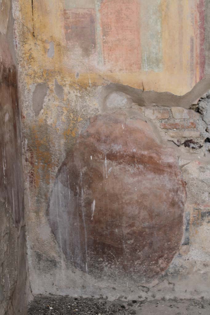 IX.5.2 Pompeii. May 2019. Room u, detail from lower north wall (zoccolo) at west end.
Foto Christian Beck, ERC Grant 681269 DCOR.
