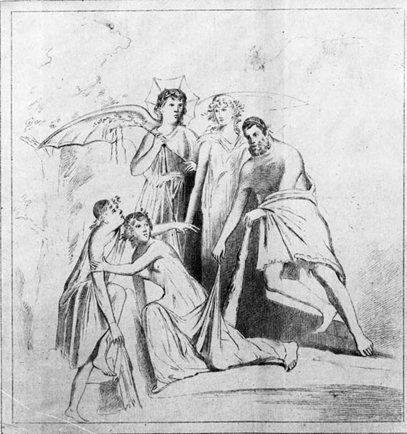 IX.5.6 Pompeii. Room 5, ala, west wall. Copy of wall painting of Hercules and Auge.
See Schefold, K., 1957. Die Wande Pompejis. Berlin: De Gruyter. (p.253)
See Sogliano, A., 1879. Le pitture murali campane scoverte negli anni 1867-79. Napoli: (p.83, no.499).
See Annali dellInstituto di Corrispondenza Archeologica (DAIR), Vol. 56, 1884, p. 75-87, Tav. dagg. H.

 
