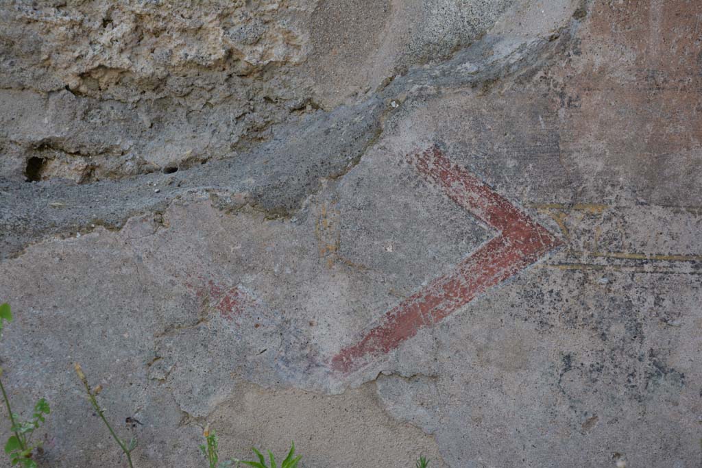 IX.5.6 Pompeii. May 2017. West ala d, west wall at north end, detail of painted decoration from zoccolo.
Foto Christian Beck, ERC Grant 681269 DCOR.

