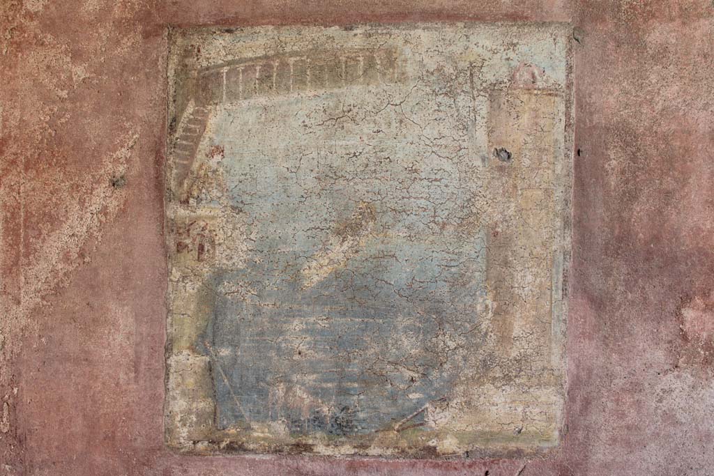 IX.5.14 Pompeii. May 2019. Room c, wall painting of Hero and Leander from centre of south wall.
Foto Christian Beck, ERC Grant 681269 DCOR.

