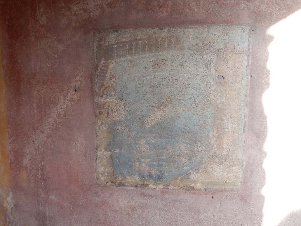 IX.5.14 Pompeii. June 2019. Room c, south wall of cubiculum on north side of entrance corridor.
Fresco of Hero and Leander. Photo courtesy of Buzz Ferebee.
