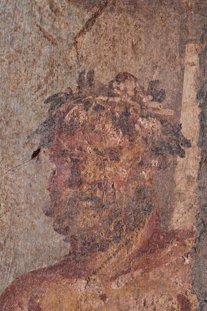 IX.5.14 Pompeii. May 2019. Room g, detail of Hercules. 
Foto Christian Beck, ERC Grant 681269 DCOR.
