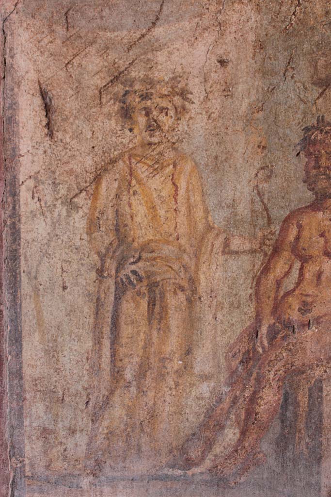 IX.5.14 Pompeii. May 2019. Room g, detail of Omphale from painting on north wall. 
Foto Christian Beck, ERC Grant 681269 DCOR.
