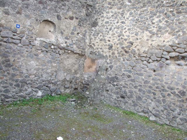 IX.8.1 Pompeii . March 2009. Looking south along Vicolo del Centenario. 
According to Not. Scavi,1880,p.298-299 “In the beginning of July the digging of the upper soil situated to the east of insula 5 and 6 of Reg. IX began……  In August began the excavation of the vicolo on the east of this insula, and the following painted inscriptions appeared: Found at the north-east corner of the vicolo, the side that looked onto the vicolo (on the right), painted on rough plaster in red letters –

N. Herennium Celsum
d.v.v.a.s.p.p.d.r.p.o.v.f ///st
According to Epigraphik-Datenbank Clauss/Slaby (See www.manfredclauss.de), this is CIL IV 3771, and read as -
N(umerium)  Herennium  Celsum 
d(uum)v(irum)  v(iis)  a(edibus)  s(acris)  p(ublicis)  p(rocurandis)  d(ignum)  r(ei)  p(ublicae)  o(ro)  v(os)  f(aciatis)  d(ignus?)  est      [CIL IV 3771]

Found on the east side of the vicolo (on the left), on white rough plaster in red letters –
Nepote
According to Epigraphik-Datenbank Clauss/Slaby (See www.manfredclauss.de), this is CIL IV 3823, and read as -
Nepote      [CIL IV 3823]

