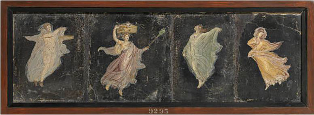 HGW06 Pompeii.   Found in Triclinium on 25th May 1748.  Wall painting of flying figures.  Now in Naples Archaeological Museum.  Inventory number 9295.