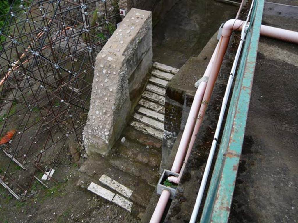 Villa San Marco, Stabiae, 2010. Steps to lower terraces at foot of gate. Photo courtesy of Buzz Ferebee.
