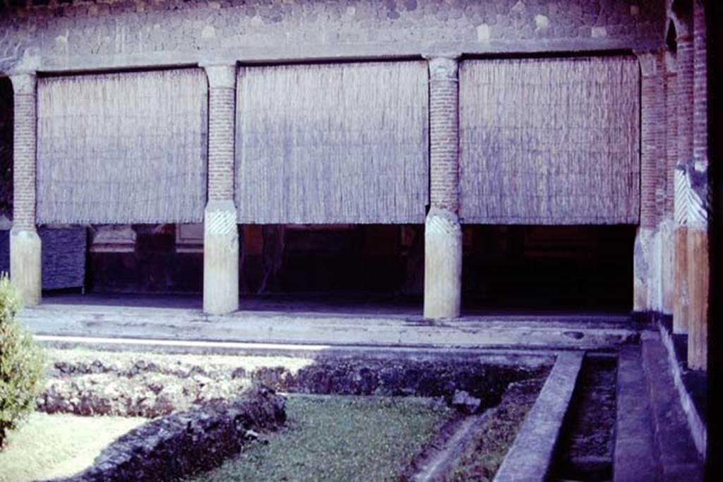 Villa San Marco, Stabiae, 1976. Area 66, garden peristyle area. Looking towards the east wall and south-east corner of the portico. Photo by Stanley A. Jashemski.   
Source: The Wilhelmina and Stanley A. Jashemski archive in the University of Maryland Library, Special Collections (See collection page) and made available under the Creative Commons Attribution-Non Commercial License v.4. See Licence and use details. J76f0496
