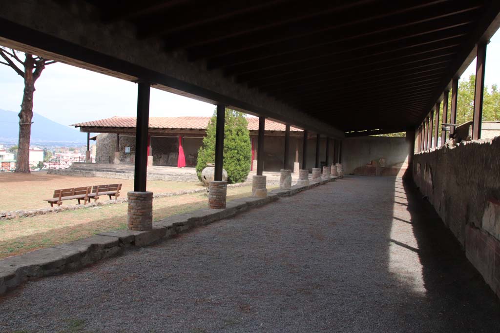 Villa San Marco, Stabiae, September 2019. Portico 1, looking east along the south side, towards the south-east corner with Portico 2. 
Photo courtesy of Klaus Heese.
