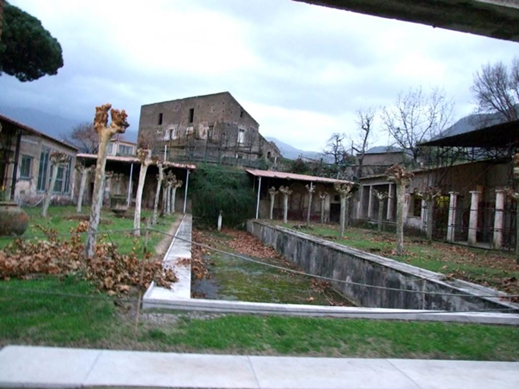 Castellammare di Stabia, Villa San Marco, December 2006. Looking south across peristyle garden area 9, with pool 15. 

