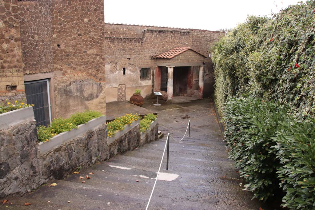 Villa San Marco, Stabiae, October 2020. Steps down to entrance. Photo courtesy of Klaus Heese.