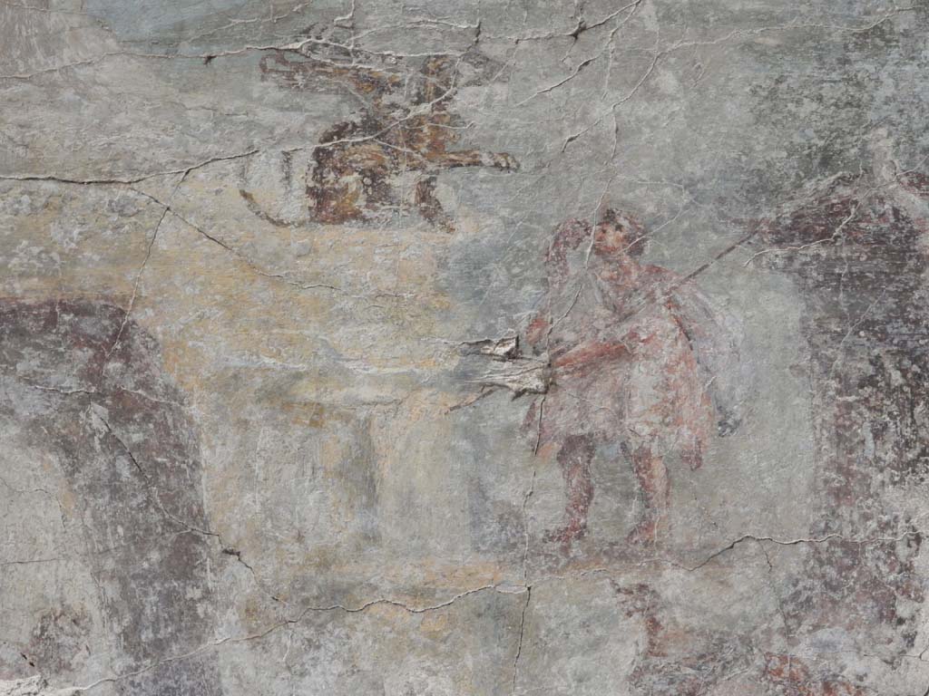 Villa San Marco, Stabiae, June 2019. Room 44, detail from painted panel 
Photo courtesy of Buzz Ferebee


