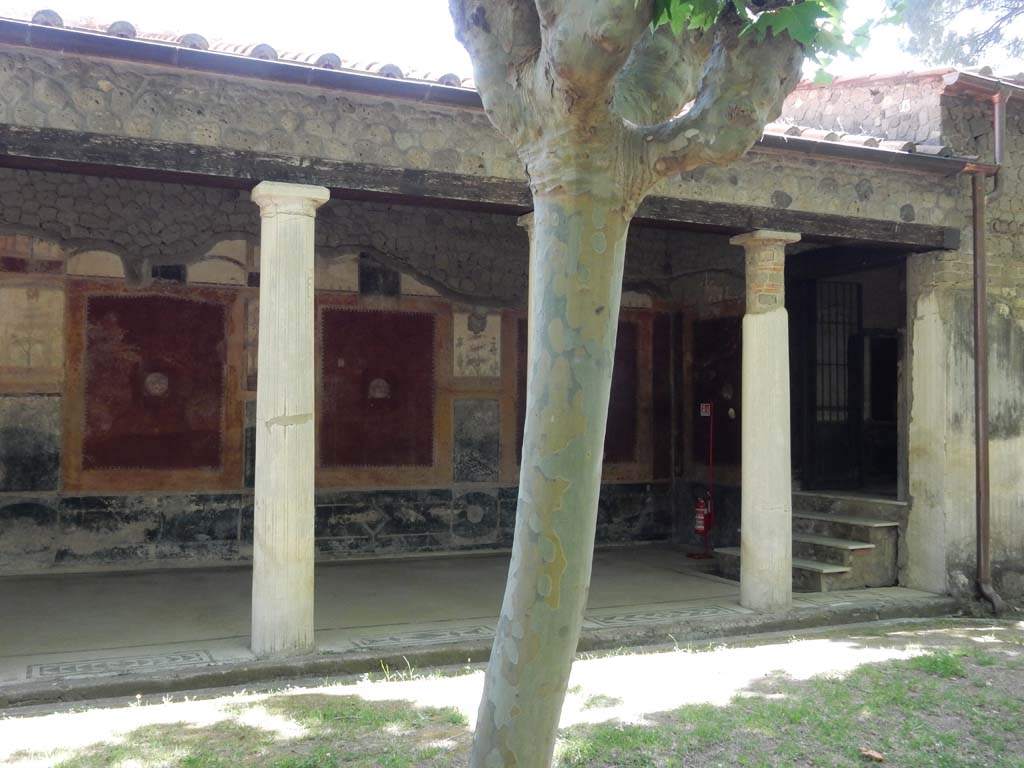 Villa San Marco, Stabiae, June 2019. Portico 20, looking towards south-east corner at south end.  
Photo courtesy of Buzz Ferebee
