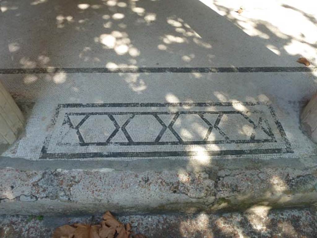 Villa San Marco, Stabiae, September 2015. Mosaic threshold between columns of east portico 20, number 2 of 11.